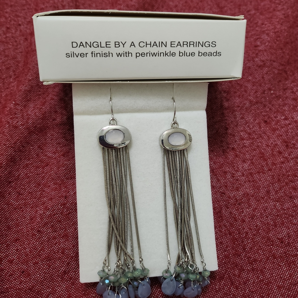 mark. Silver Earrings with Blue and Green Beads